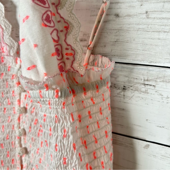 Free People Love Letter Pink White Heart Valentine’s Day Tank M NWT $128 - Picture 6 of 10